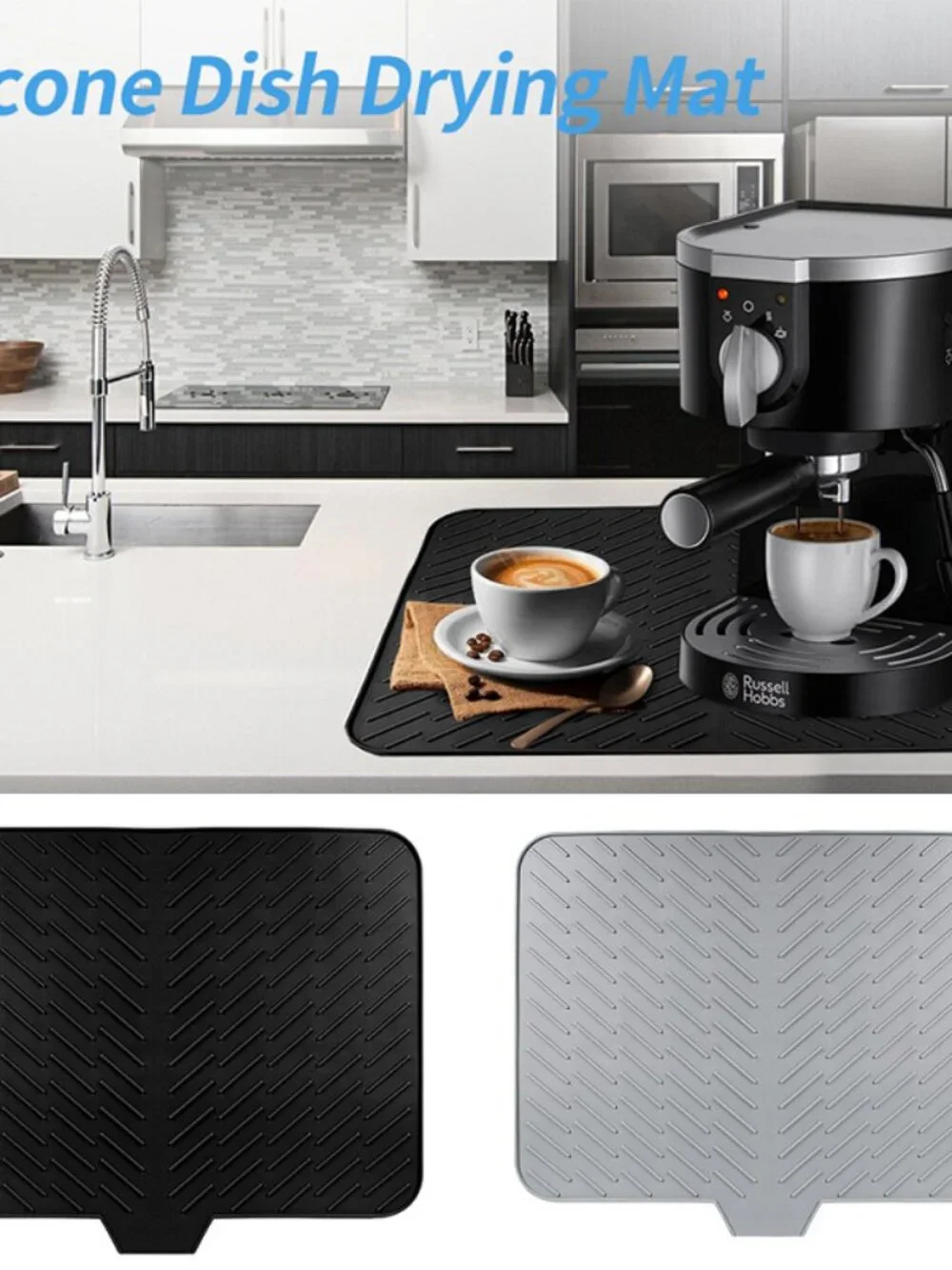 Silicone Dish Drying Mat with Built-In Drain Spout – Heat-Resistant Non-Slip